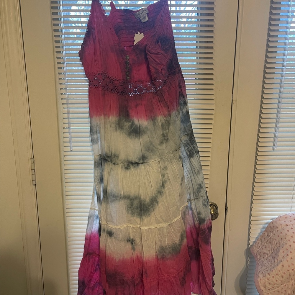 Pink and White Tie-Dye Kids Dress